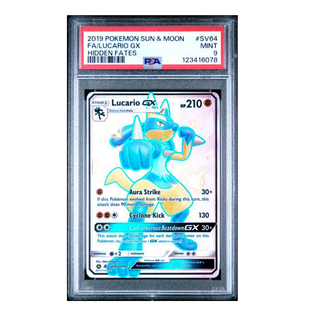Lucario GX FA Hidden Fates #SV64 PSA 9 - Poke-Collect