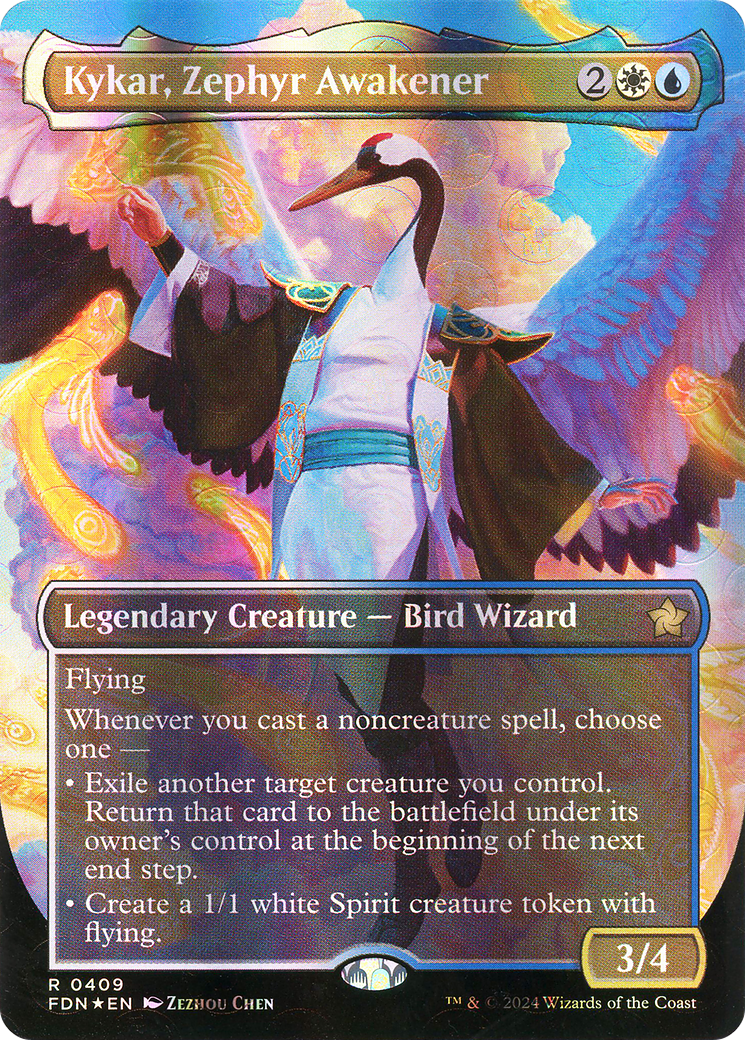 Kykar, Zephyr Awakener (FDN-409) - Foundations (Borderless) Foil - Poke-Collect