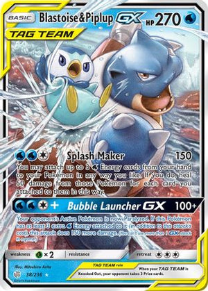 Blastoise & Piplup GX 38/236 - SM  Cosmic Eclipse Holofoil - Poke-Collect