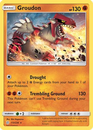 Groudon 113/236 - SM  Cosmic Eclipse Reverse Holofoil - Poke-Collect