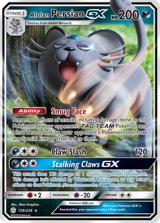 Alolan Persian GX 129/236 - SM  Cosmic Eclipse Holofoil - Poke-Collect