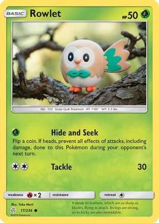 Rowlet - 17/236 17/236 - SM  Cosmic Eclipse Reverse Holofoil - Poke-Collect