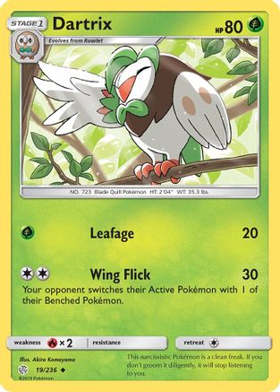 Dartrix 19/236 - SM  Cosmic Eclipse Reverse Holofoil - Poke-Collect