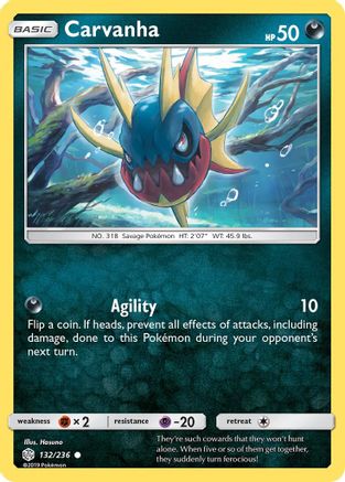 Carvanha 132/236 - SM  Cosmic Eclipse Reverse Holofoil - Poke-Collect