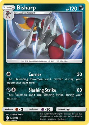 Bisharp 135/236 - SM  Cosmic Eclipse Reverse Holofoil - Poke-Collect