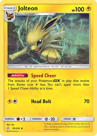 Jolteon 70/236 - SM  Cosmic Eclipse Reverse Holofoil - Poke-Collect
