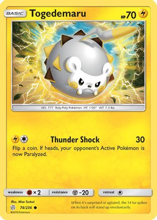 Togedemaru 74/236 - Cosmic Eclipse Reverse Holofoil - Poke-Collect
