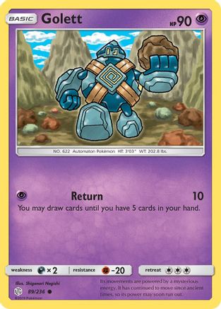 Golett 89/236 - SM  Cosmic Eclipse Reverse Holofoil - Poke-Collect