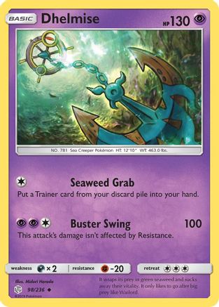 Dhelmise 98/236 - SM  Cosmic Eclipse Reverse Holofoil - Poke-Collect