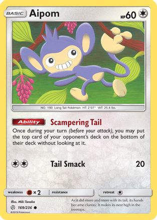 Aipom 169/236 - SM  Cosmic Eclipse Reverse Holofoil - Poke-Collect