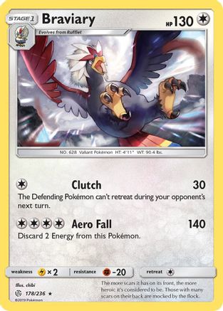 Braviary 178/236 - SM  Cosmic Eclipse Reverse Holofoil - Poke-Collect