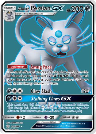 Alolan Persian GX (Full Art) 219/236 - SM  Cosmic Eclipse Holofoil - Poke-Collect