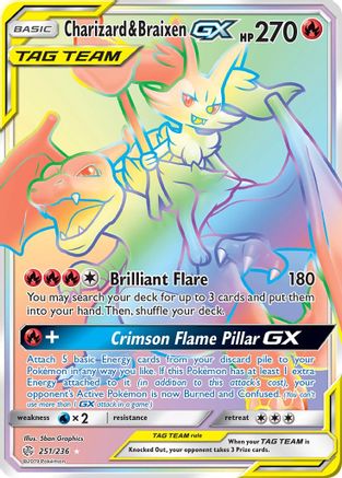 Charizard & Braixen GX (Secret) 251/236 - SM  Cosmic Eclipse Holofoil - Poke-Collect