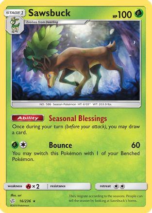 Sawsbuck 16/236 - SM  Cosmic Eclipse Holofoil - Poke-Collect