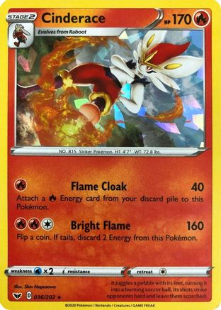 Cinderace - 036/202 (Cracked Ice Holo) 36 - Deck Exclusives Holofoil - Poke-Collect