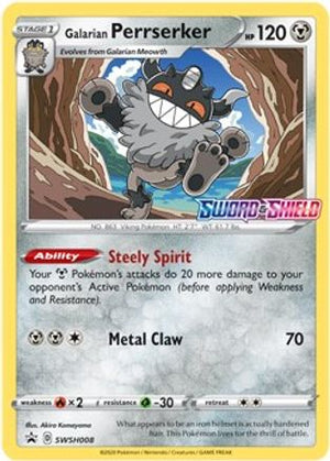 Galarian Perrserker - SWSH008 (Prerelease) SWSH008/307 - SWSH Sword & Shield Promo Cards Holofoil - Poke-Collect
