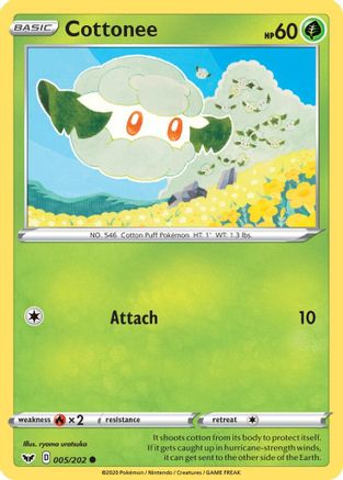Cottonee 5/202 - SWSH01 Sword & Shield Base Set Reverse Holofoil - Poke-Collect