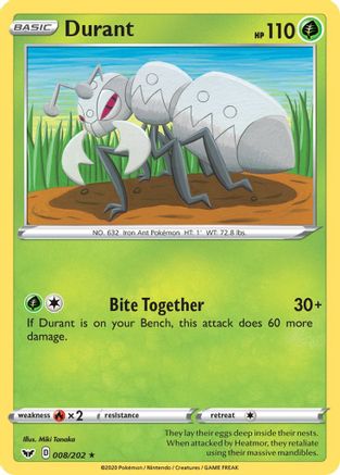 Durant 8/202 - SWSH01 Sword & Shield Base Set Reverse Holofoil - Poke-Collect