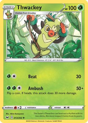 Thwackey 13/202 - Sword & Shield Reverse Holofoil - Poke-Collect