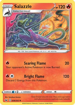 Salazzle 28/202 - SWSH01 Sword & Shield Base Set Reverse Holofoil - Poke-Collect
