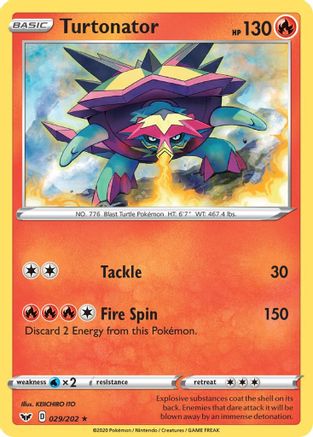 Turtonator 29/202 - Sword & Shield Reverse Holofoil - Poke-Collect