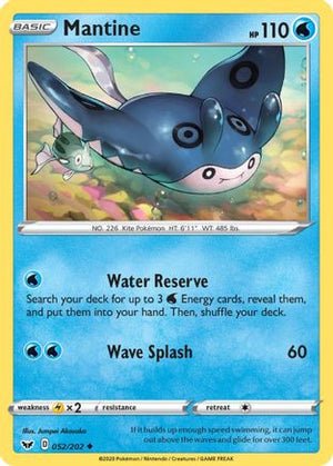 Mantine 52/202 - SWSH01 Sword & Shield Base Set Reverse Holofoil - Poke-Collect