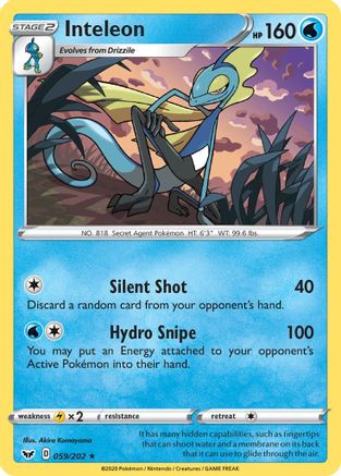 Inteleon (059) 59/202 - SWSH01 Sword & Shield Base Set Reverse Holofoil - Poke-Collect
