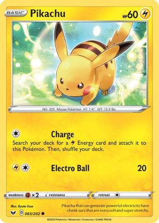 Pikachu 65/202 - SWSH01 Sword & Shield Base Set - Poke-Collect