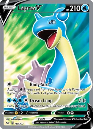 Lapras V (Full Art) 189/202 - SWSH01 Sword & Shield Base Set Holofoil - Poke-Collect