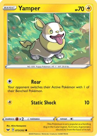 Yamper 73/202 - Sword & Shield Reverse Holofoil - Poke-Collect