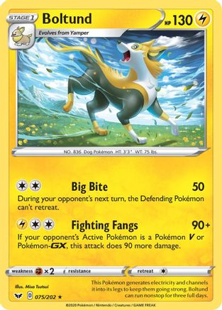 Boltund (075) 75/202 - SWSH01 Sword & Shield Base Set Reverse Holofoil - Poke-Collect