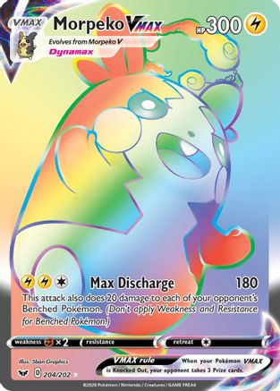 Morpeko VMAX (Secret) 204/202 - SWSH01 Sword & Shield Base Set Holofoil - Poke-Collect