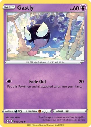 Gastly 83/202 - SWSH01 Sword & Shield Base Set Reverse Holofoil - Poke-Collect