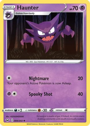 Haunter 84/202 - SWSH01 Sword & Shield Base Set Reverse Holofoil - Poke-Collect