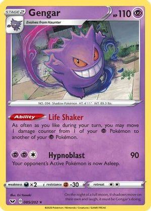 Gengar 85/202 - SWSH01 Sword & Shield Base Set Holofoil - Poke-Collect