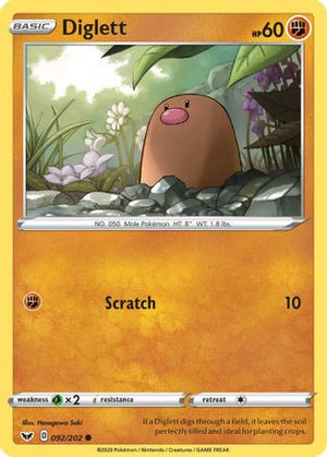Diglett 92/202 - SWSH01 Sword & Shield Base Set - Poke-Collect