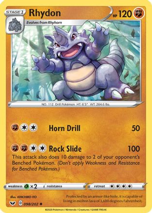 Rhydon 98/202 - SWSH01 Sword & Shield Base Set - Poke-Collect