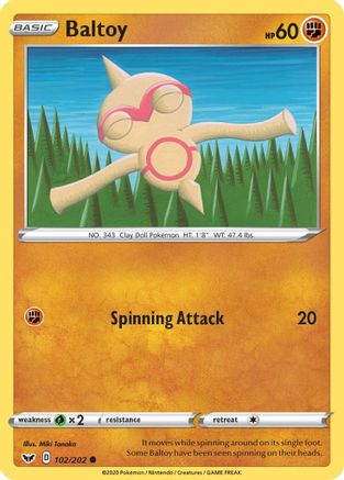 Baltoy (102) 102/202 - SWSH01 Sword & Shield Base Set Reverse Holofoil - Poke-Collect