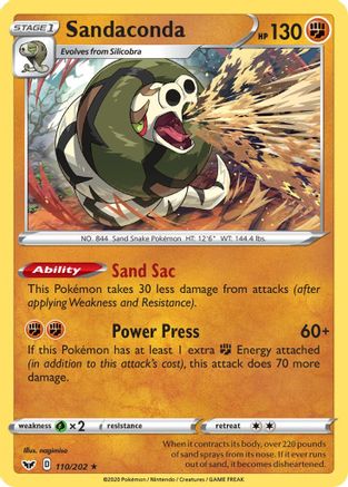 Sandaconda (110) 110/202 - SWSH01 Sword & Shield Base Set Holofoil - Poke-Collect