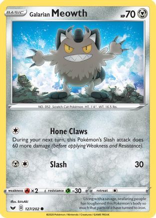 Galarian Meowth 127/202 - SWSH01 Sword & Shield Base Set - Poke-Collect