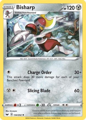 Bisharp 134/202 - SWSH01 Sword & Shield Base Set Reverse Holofoil - Poke-Collect