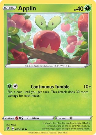 Applin (20) 20/192 - SWSH02 Rebel Clash Reverse Holofoil - Poke-Collect