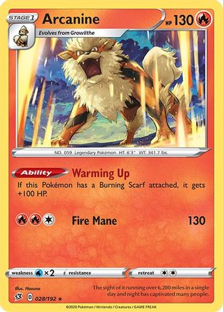 Arcanine 28/192 - SWSH02 Rebel Clash Reverse Holofoil - Poke-Collect