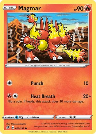 Magmar 29/192 - SWSH02 Rebel Clash Reverse Holofoil - Poke-Collect