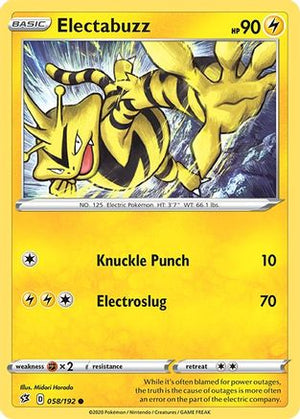 Electabuzz 58/192 - SWSH02 Rebel Clash Reverse Holofoil - Poke-Collect