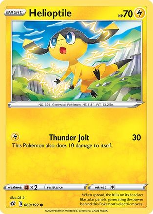 Helioptile 63/192 - SWSH02 Rebel Clash Reverse Holofoil - Poke-Collect