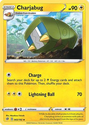 Charjabug 65/192 - SWSH02 Rebel Clash Reverse Holofoil - Poke-Collect