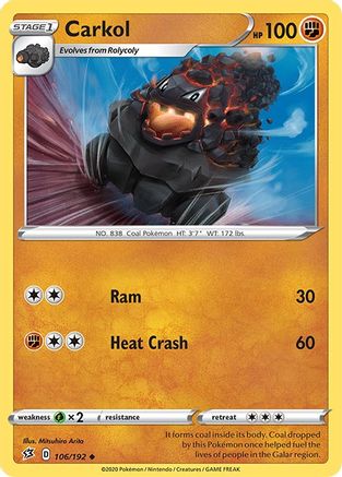 Carkol 106/192 - SWSH02 Rebel Clash Reverse Holofoil - Poke-Collect