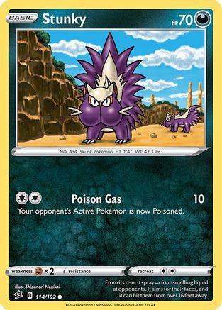 Stunky 114/192 - Rebel Clash Reverse Holofoil - Poke-Collect