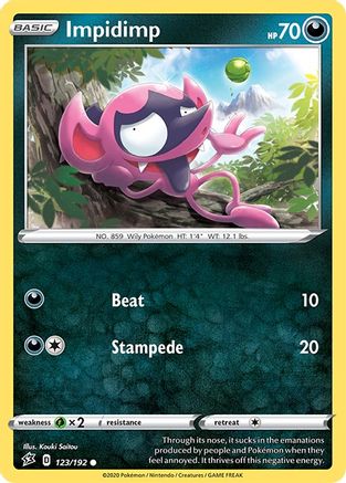 Impidimp 123/192 - SWSH02 Rebel Clash Reverse Holofoil - Poke-Collect